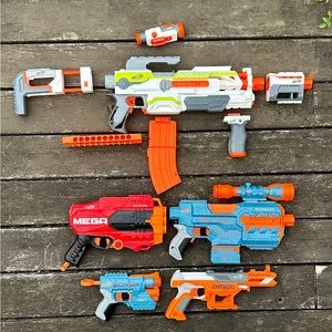 Lot Of Five Nerf Guns With Ammo - EUC